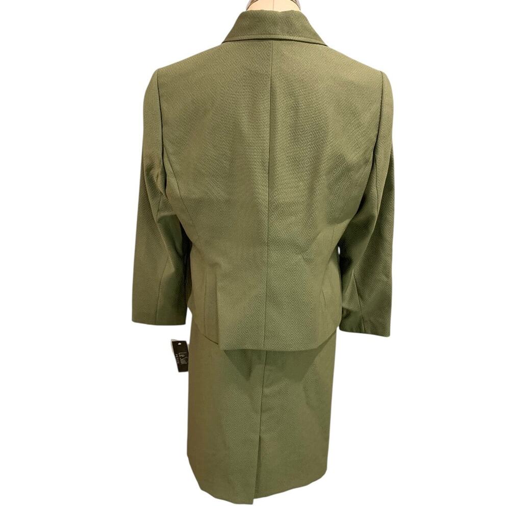 Size 14P Le Suit Petite New Womens Green Skirt Suit Jacket Blazer Olive Green - Picture 6 of 10